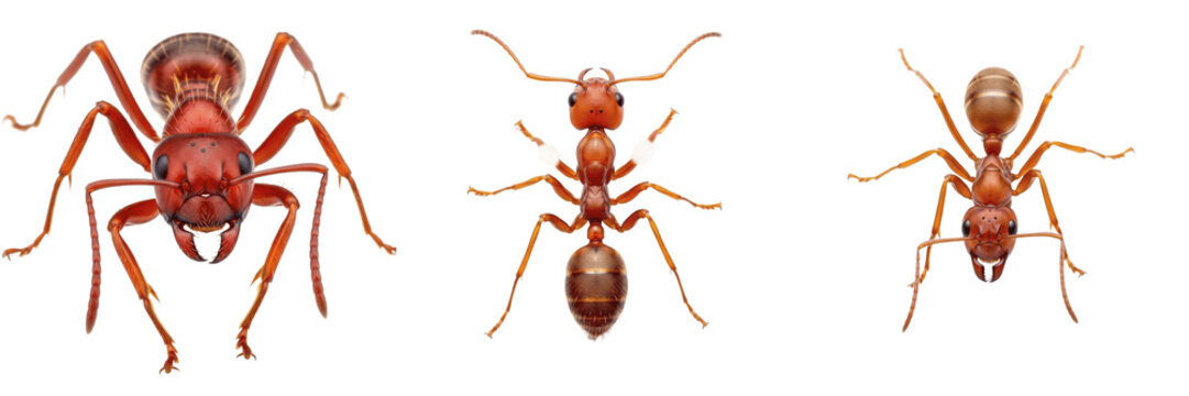Set of red ants solenopsis fire ant collection transparent background png
