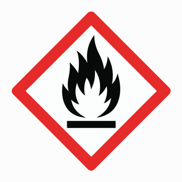 GHS Flammable Hazard Symbol with Flames Icon fire hazard danger