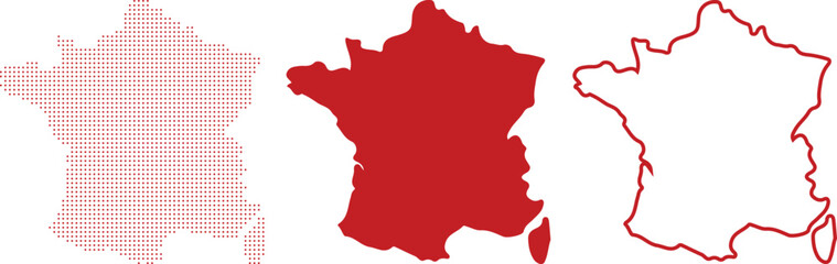 Red France Map Dot Art Solid Outline Vector Graphics country geography © MSTANUWARA