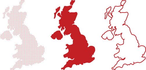 Red Map Outlines Of Great Britain Composed Of Dots Solid Fill And Outline country © MSTANUWARA