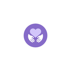 Obraz premium Hands holding a heart inside a circle symbol representing care and support