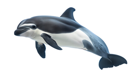 Obraz premium Dolphin swimming in water with sleek gray and white body