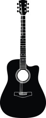 Naklejka premium black acoustic guitar vector illustration, flat design