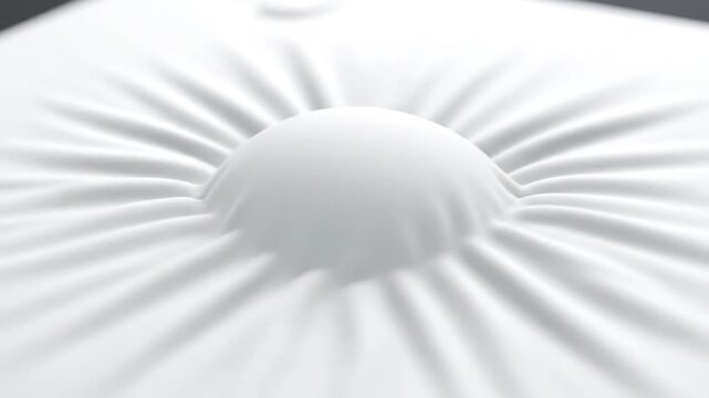 Abstract white fabric surface deforms creating a funnel and then a dome shape