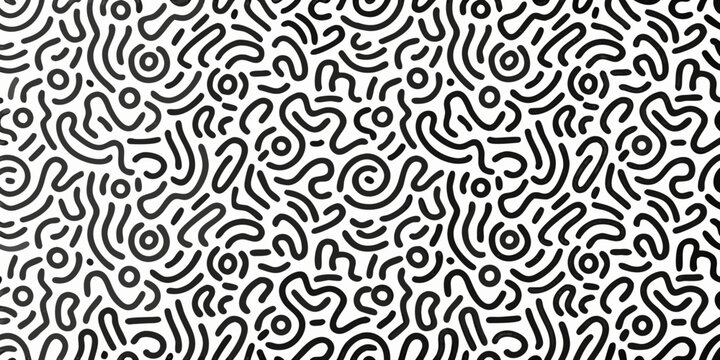 Intricate black and white abstract pattern of swirling organic lines