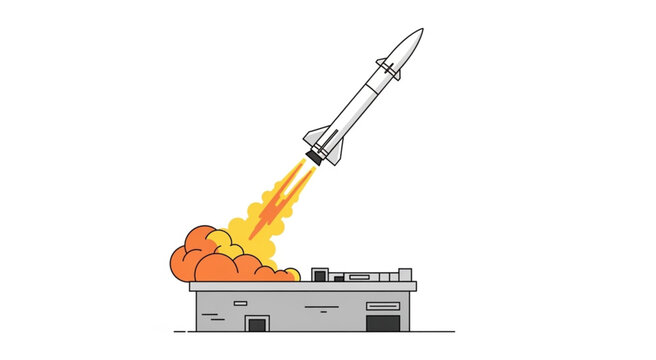 Illustration of a Missile Launching from a Military Base.