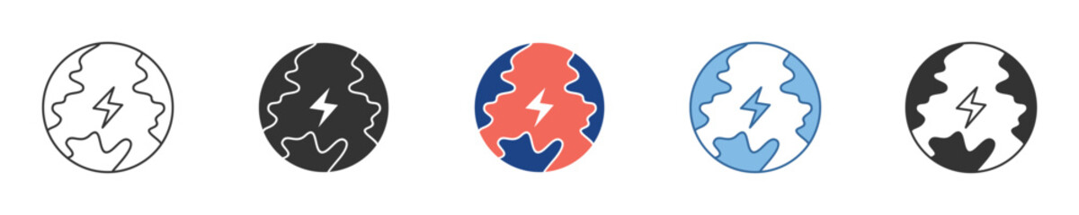 Fototapeta premium Dynamic collection of global energy icons illustrating sustainable power, electricity, and environmental solutions for modern digital interfaces and eco-friendly projects