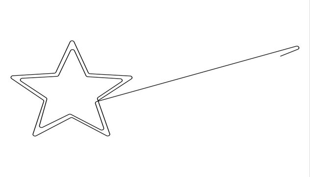 Self drawing animation of star icon in continuous line art style. Animated single line, One line Drawing or illustration of a star, Hand drawn star Video animation, Animated One continuous line draw