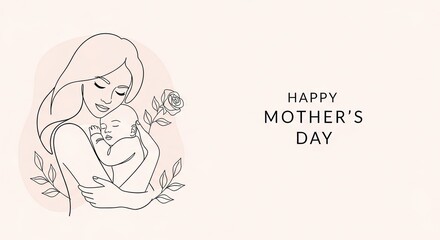 Obraz premium Adorable mother and baby cuddle illustration