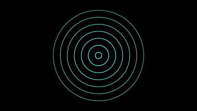 Blue neon circle waves loop animation background