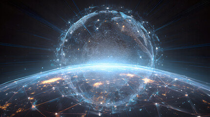 Obraz premium Global network connecting the world, illustrating the seamless flow of information and technological advancement in a modern and digital age.