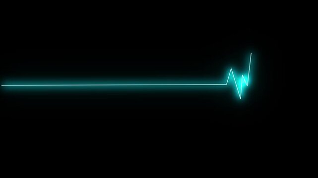 glowing neon heartbeat line illuminates against a dark background, symbolizing life, health, and vitality. Glowing neon line heartbeat icon