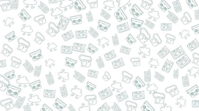 A comprehensive collection of video frames illustrating various modern technology gadgets, electronic devices, and digital accessories for innovative marketing and creative projects.