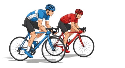 Naklejka premium man riding bicycle fitness and healthy lifestyle illustration, cyclist riding bike minimal style illustration, man cycling for exercise and outdoor activity, bicycle riding concept with male cyclist 