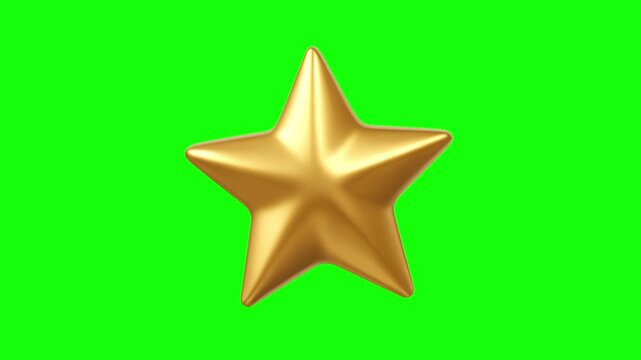 Golden star animation concept with shake vector icon symbol popup. Animated  gold color design, editable item motion graphic video template with green screen background