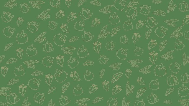 A vibrant, hand-drawn vegetable pattern featuring fresh produce illustrations perfect for culinary, organic, and farm-related projects and designs.