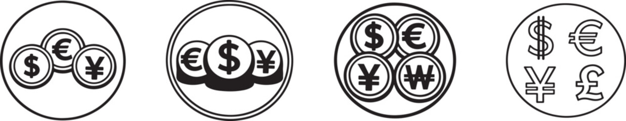 Obraz premium International money exchange concept featuring major currency signs and financial coins