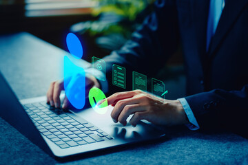 User verify. Digital Transformation Strategies for Business Growth Office Workspace Infographic...