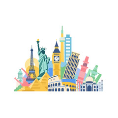 Obraz premium Famous World Landmarks Collection - Travel and Tourism Collage