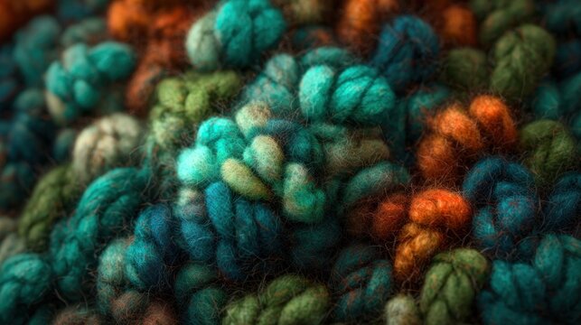 Close-up of textured, colorful knitted fabric