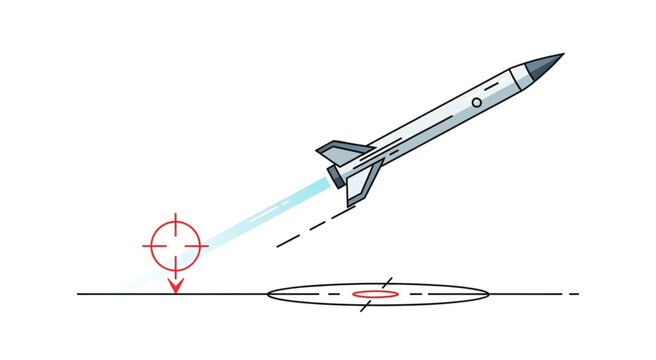 Illustration of a missile targeting a ground target.