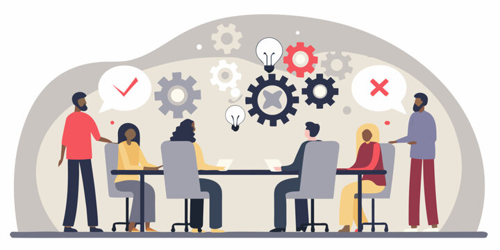 Team collaboration and brainstorming session with ideas and feedback