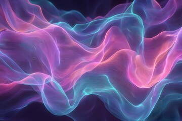 Obraz premium Abstract fluid forms in vibrant purple and teal hues, creating a dreamy and ethereal visual