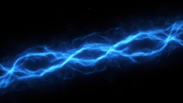 A swirling blue lightening bolt on a dark background