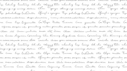 Fototapeta premium Seamless pattern of handwritten cursive text in grey ink on a white background handwriting letter script