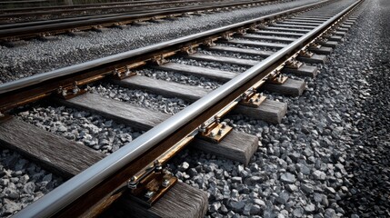 Naklejka premium Railroad tracks converge in perspective