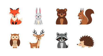 Fototapeta premium Cartoon forest animals illustration