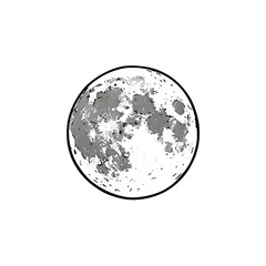 Fototapeta premium hand-drawn ink sketch of full moon with textured shading and artistic imperfections