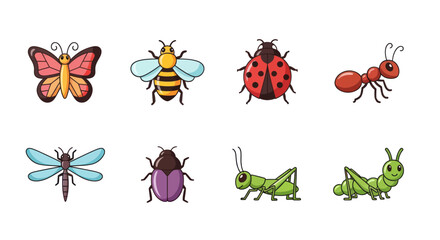 Cartoon insects set butterfly bee ladybug © Indahyulia