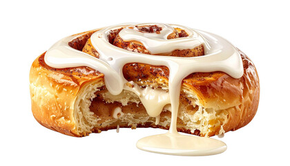 Fototapeta premium Ein frisch gebackenes Zimtschnecken-Gebäck mit cremigem Frischkäse-Zuckerguss,