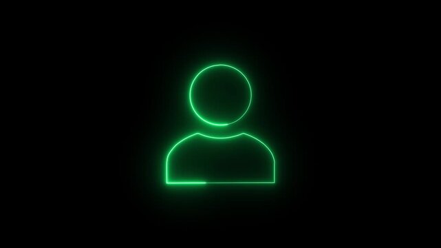 Green Neon Silhouette of a Person Icon on a Black Background user icon profile icon