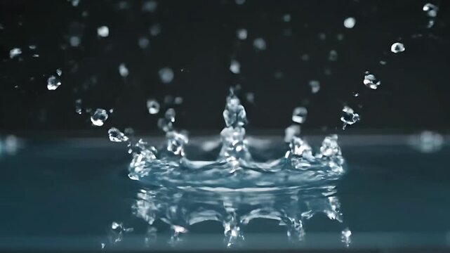 Slow Motion Water Droplet Impact and Splash Sequence