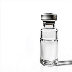 Single clear vial on white background