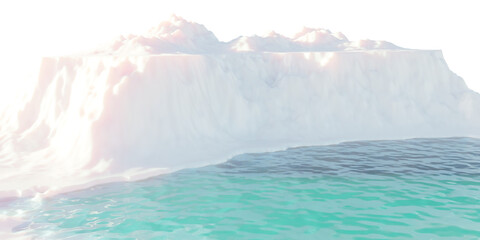 Large arctic iceberg rising from turquoise ocean water forming a frozen polar landscape scene. Icy cliff and cold sea environment creating a dramatic natural setting, 3d rendering. © snesivan