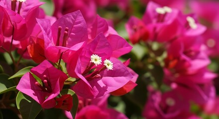 Naklejka premium Bougainvillea Blooms - A Vibrant Display of Pink Petals.