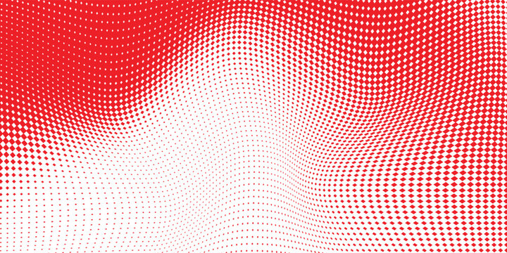 Abstract Red Halftone Wave Pattern Background