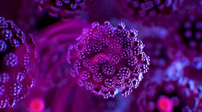 Representaci&oacute;n art&iacute;stica de un virus en un entorno abstracto y vibrante.