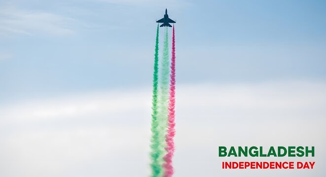 Bangladesh independence day celebration with fighter jet flyover