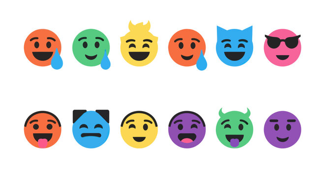Colorful emoji set illustrating emotions