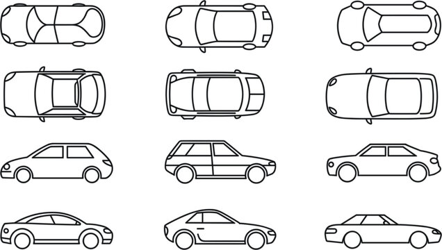 Comprehensive collection of airplane vector silhouettes featuring various commercial airliners, private jets, and cargo aircraft for aviation and travel design.