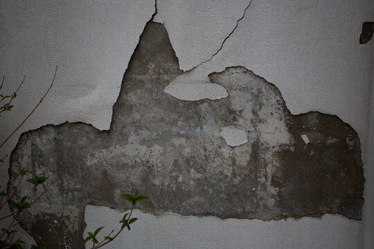 Manque d'entretien sur un mur humide avec d&eacute;composition de la peinture