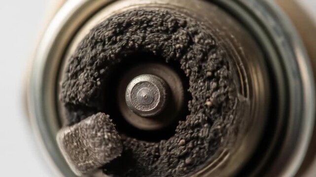 Close up dirty oil filter.