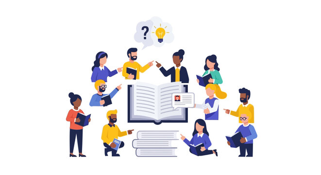 Collaborative Learning & Knowledge Sharing: Diverse People Discussing Ideas Around Books & Education