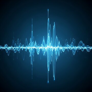 Sound Wave Visualization - Digital Audio Signal in Blue.