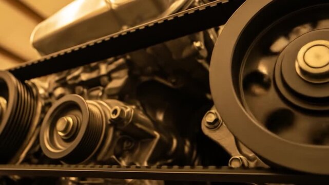 Close-up of car engine parts.