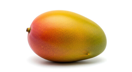 A vibrant and colorful mango fruit on a white background